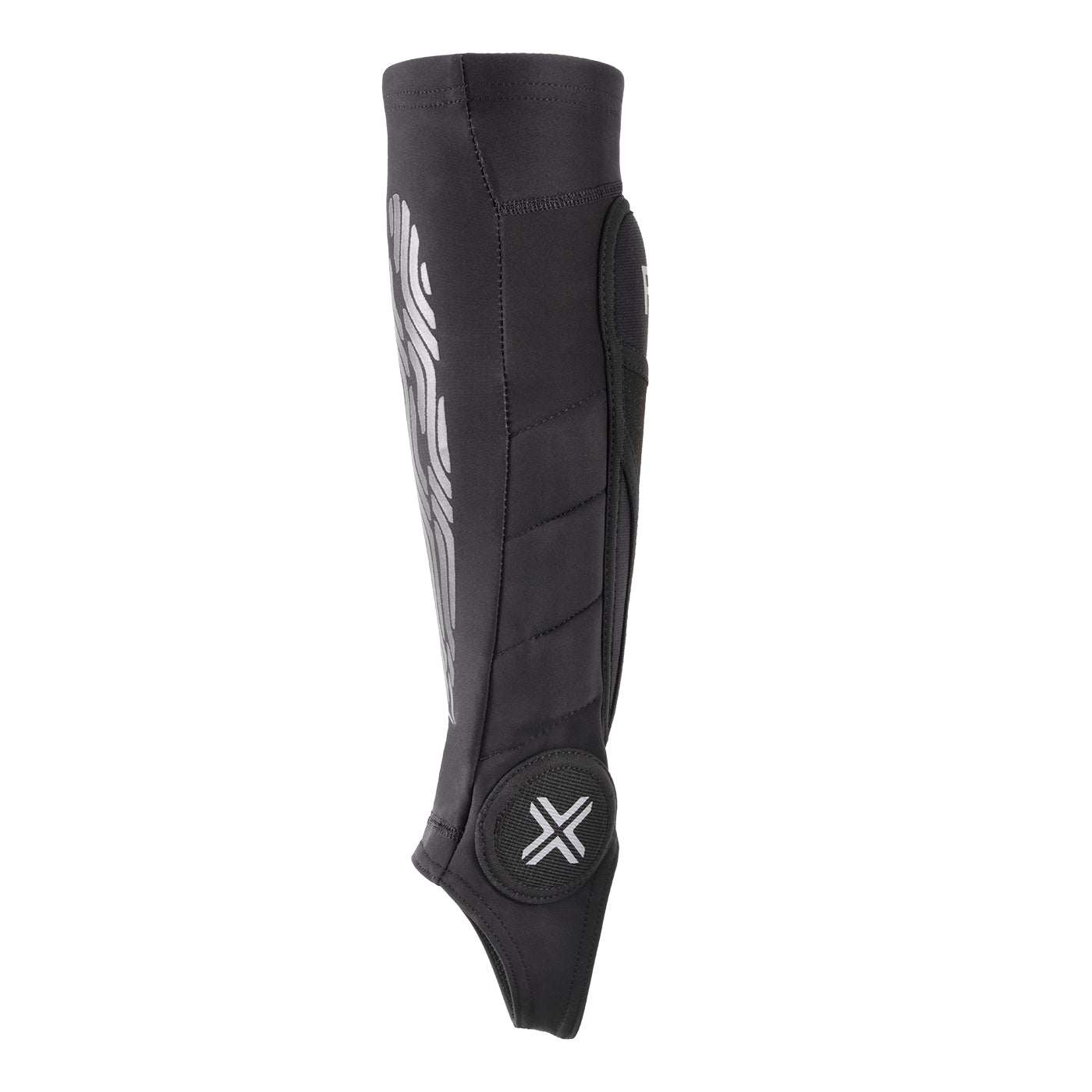 FUSE Omega PRO Shin Pad Combo, lightweight, breathable strapless design, Kevlar front, SAS-TEC impact protection, black/yellow.