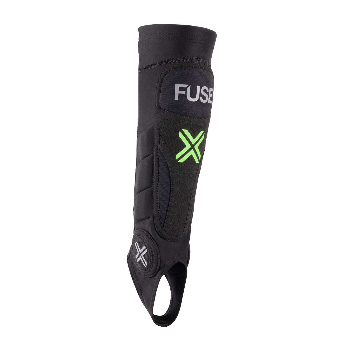FUSE Omega PRO Shin Pad Combo, lightweight black/yellow design with Kevlar, breathable Lycra, and SAS-TEC impact absorption.